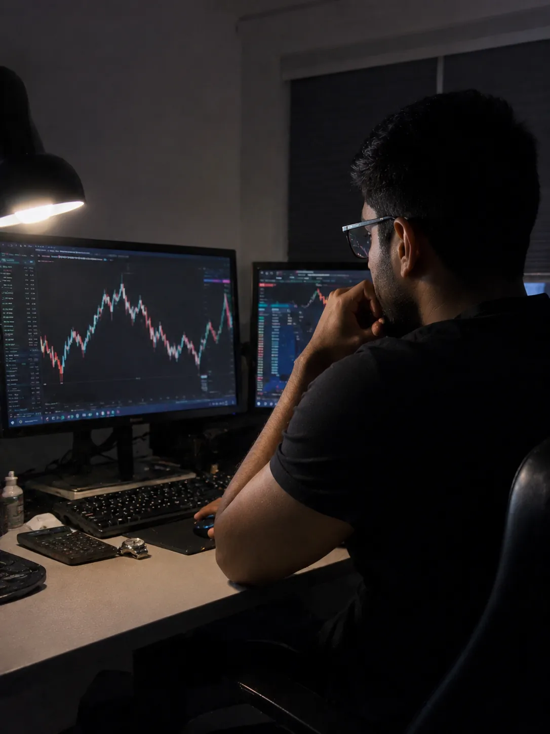 A trader at their desk